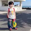 Conjunto de Verão para Meninos 2026 Novo Estilo Coreano Camiseta de Manga Curta Infantil Roupas de Verão para Meninos Calça Jeans Conjunto de Duas Peças