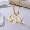 [Personalización Privada] Collar con Nombre en Inglés Personalizado de Acero Inoxidable Collar con Nombre Personalizado Cadena de Perlas Cuadrada de 3 mm