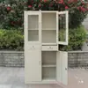 Armário de arquivo de metal com porta de vidro para livros e documentos, armário de arquivo, armário de documentos, armário de arquivo morto, armário de comprovantes financeiros com gaveta com chave, armário de escritório
