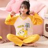 Pijamas para niños de algodón peinado, jersey de manga larga, primavera y otoño, con estampado de dibujos animados, ropa informal cálida para el hogar para niños y niñas.