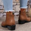 Outono 2024 Novos tamanhos grandes Botas femininas de comércio exterior Totem Costura Salto quadrado pontudo Botas Chelsea tamanho grande Martins