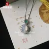 Pingente de Calcedônia Verde Jade Tipo Gelo com Inlay de Cobre Banhado a Prata 925, Pingente de Colar Agata Roxa Completa Rosa Gelo Face de Ovo de Pombo