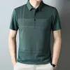 Camiseta de manga corta de verano para papá camisa polo a rayas para hombres de mediana edad cuello solapa casual holgada top para hombre venta al por mayor