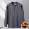 Suéter Quente Masculino para Meia-Idade e Idosos Inverno Padrão Diamante Zíper Gola Alta Meio Lã Tricô de Pai