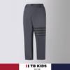 Calça de terno cinza estilo universitário para meninos e meninas, primavera e outono, calça cinza de uniforme escolar, slim, calça de terno com estampa TB