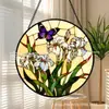 Jardim de Borboletas Roxas Transfronteiriço Vidro Colorido Ornamento Pendurado, Decoração de Vidro para Casa, Decoração de Janela, Pegador de Sol para Jardim