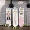 Calcetines nuevos de primavera y verano para niños, ultradelgados, tridimensionales, con muñeco de dibujos animados, lindo conejito rosa sin talón, calcetines con puño para niñas