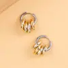Pendientes de Estilo Europeo y Americano, Pendientes Redondos Bicolor de Acero Inoxidable, Pendientes de Metal Estilo Minimalista, Joyería para Mujer
