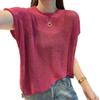 2025 Cuello Redondo Chaleco Cut Out Seda de Hielo Punto Fino para Mujer Verano Nuevo Slim Versátil Estilo Lazy Top Trendy
