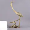 Decoração de Pet de Chá Folha de Lótus e Garça em Latão, Ornamento Vintage para Mesa de Escritório, Decoração Criativa de Garça