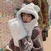 Lindo Conjunto de Gorro y Bufanda de Oso para Mujer, Calentador de Cuello de Invierno, 2026 Más Vendido Peluche con Capucha Cálido Cubrecuellos para Niñas