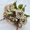 Nuevo Producto de Año Nuevo: Serie de Rosas Artificiales, Rosas de Esquina de Seda Dorada de 11 Cabezas, Decoración de Flores Falsas de Pie para Balcón de Casa, Venta al por Mayor de Fábrica