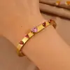 Pulsera de Acero Inoxidable de Grado Comercial, con Incrustaciones de Diamantes en Forma de Corazón, de Lujo Ligero, Elegante, de Nicho, Versátil, para Mujer