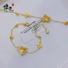 Loja de Ouro Mesmo Estilo Pulseira de Bênção Borboleta de Seda Dourada com Diamante para Mulheres Cor Dourada de Imitação Cobre Banhado a Ouro Joia de Mão Elegante de Alta Qualidade
