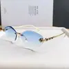 Óculos de Sol Sem Aro com Lentes Cruzadas de Nova Moda com Borda Cortada, Óculos de Sol Retros com Armação Oval de Metal, Óculos da Moda Europeus e Americanos Tendência