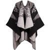 Xale feminino vintage estilo retrô padrão vintage ponch frontal aberto