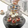 Mesa de Postres de Lujo Transparente Resistente a Roturas por Mascotas Bandeja de Dulces Multicapa Chapada en Oro Bandeja de Frutas Mesa de Pasteles y Bocadillos para Fiesta de Banquete