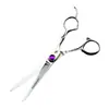 Tesoura de Cabeleireiro Roxo 6.0 Polegadas Tipo Parafuso com Cabo Semi-Bambu, Tesoura de Corte de Cabelo, Tesoura Reta, Tesoura de Franja, Tesoura Desbastadora