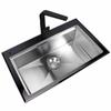 Exportación Sudeste Asiático Europa y América lavabo de acero inoxidable hecho a mano de un solo seno con panel de vidrio acero negro dorado fregadero de cocina