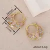 Pendientes Multicolores Estilo Étnico Cao Shi para Mujer, Exquisita Joyería Pequeña Fresca de Rosa, Joyería Popular Estilo Vacaciones en el Bosque