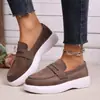 Mocassins femininos, nova coleção de outono 2026, sapatos casuais de camurça com sola macia, estilo britânico, mocassins fáceis de calçar