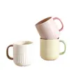 Vaso rayado para enjuague bucal, Vaso simple para lavarse la cara en casa, Vaso de plástico grueso para cepillo de dientes estilo Ins para parejas con asa