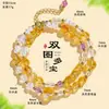 Pulseira Feminina Duplo Círculo com Contas de Ametista e Água-Marinha Naturais, Pulseira Fresca e Doce com Pérolas de Água Doce e Cristal Rosa