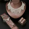 Conjunto Transfronterizo de Vestido de Banquete Estilo Lujo Ligero Europeo y Americano con Pendientes de Novia Incrustados de Diamantes, Pulsera y Collar Juego de Joyas de Tres Piezas para Mujer