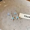 Coração do Oceano ~ Brincos de Franja Estrela-do-Mar com Zircônia Azul para Mulheres Design Único de Nicho Brincos de Alta Qualidade Acessórios de Orelha