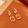 Brincos de Prata com Olho de Tigre e Turquesa de Alto Padrão, Brincos Simples, Modernos e Elegantes, Brincos Personalizados de Nicho para Outono e Inverno