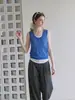 Verão novo nicho único e estiloso design versátil camisola de falso conjunto de duas peças top sem mangas feminino moderno