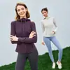 Roupas de Yoga Outono Inverno Jaqueta com Capuz Feminina Roupa Esportiva Cintura Marcada Aderente ao Corpo Manga Longa Top Casual para Exterior