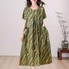 Vestido de Algodón y Seda de Verano para Mujer, Corte Holgado, Adelgazante, para Madres de Mediana Edad y Mayores, Falda Acampanada, Nuevo Modelo 2026, Artículo Popular de Moda de Este Año