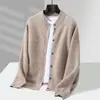 Cárdigan 100% Lana Pura para Hombre Cuello Alto Botones Simple Holgado Otoño/Invierno Nuevo Tejido Grueso Chaqueta Suéter