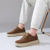 Novos Sapatos Masculinos de Outono, Sapatos Casuais Esportivos de Couro Bovino de Primeira Camada, Tênis Masculino Versátil da Moda, Sapatos Masculinos Elegantes de Alta Qualidade