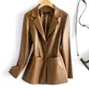 2026 Otoño Temprano Nuevo Estilo Chaqueta de Cuero de Longitud Media para Mujer, Blazer Versátil de Cuero Completo a la Moda