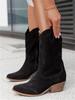 F108700 Inverno Novo 2022 Estilo Étnico Salto Médio Botas Femininas 40-43 Tamanho Grande Cano Baixo Botas Western