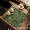 Tapete Quadrado Floral Estilo Americano de Terra de Diatomáceas, Absorvente de Água, Secagem Rápida, Isolante Térmico, Jogo Americano, Tapete Drenante para Bancada de Cozinha de Cafeteira