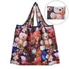 Bolsa de Compras Plegable para Supermercado Tela Floral Portátil Poliéster Bolsa de Almacenamiento Portátil Gran Capacidad Rectangular Engrosada Venta al por Mayor