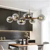 Lámpara de Dormitorio, Comedor, Sala de Estar Creativa de Lujo Ligero Simple Americano, Lámpara Industrial de Bola de Cristal Larga Molecular Personalizada, Araña