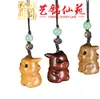 Yiming Xianyuan Talla de Sándalo Dibujo Animado Colgante Accesorios para Teléfono Móvil DIY Talla en Madera Lindo Animal Colgante Colgante para Bolsa