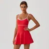 Vestido de tenis europeo y americano transfronterizo con correa para el hombro ajustable para mujer, con copas incorporadas y shorts, vestido deportivo de secado rápido y anti-exposición