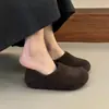 Sapatos femininos estilo Birkenstock, com sola grossa, que aumentam a altura, totalmente fechados, coleção outono/inverno 2026, uso versátil em duas direções, forrados com fleece, mocassins, mules