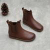 Original Hecho a Mano Cuero Genuino Otoño Nuevo Cuero Puro Botines Chelsea de Mujer Tacón Plano Botines Cortos de Cuero Botines Cortos de Cuero Vacuno