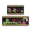 Amazon Navidad Grinch Alfombrilla Absorbente de Cocina para Piso Juego de Dos Piezas Felpudo para Puerta de Entrada Alfombra Decorativa Festiva