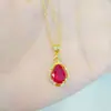 Colar com Pingente de Gota d'Água Dourado Areia Vermelho Vietnamita Latão Banhado a Ouro Moda Feminina Corrente para Clavícula Presente de Feriado