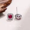Pendientes Cuadrados de Rubí de Moda Lujo Ligero Totalmente Incrustados con Circonita, Pendientes Unisex Cubo de Azúcar para Transmisión en Vivo Transfronteriza