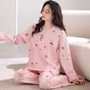 Otoño e Invierno 160g Nuevo Estilo Suéter de Manga Larga para Mujer Estampado de Dibujos Animados Conjunto Casual para Estar en Casa Pijama de Verano para Habitación con Aire Acondicionado
