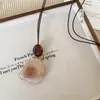 Nuevo Collar con Colgante Irregular Geométrico Estilo Chino Retro con Cordón de Cuero para Mujer, Diseño Ajustable para Colgar en el Cuello, Cadena Larga para Suéter