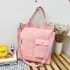 Bolsa de Lona de Mano para Estudiante de Estilo Coreano de Gran Capacidad Bolso de Hombro para Mujer Correa de Hombro Desmontable Bolso Cruzado Bolso de Compras Simple
